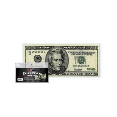 (100) US Currency Paper Money Bill Protector Sleeves for Regular Bills by BCW