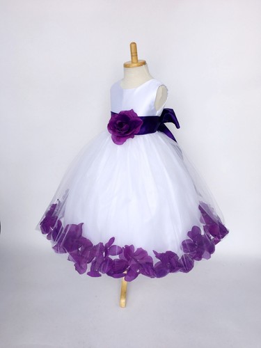 Flower Girl Dress Bridesmaid White Rose Petal Birthday Recital Pageant Easter 24 - 第 4/177 張圖片