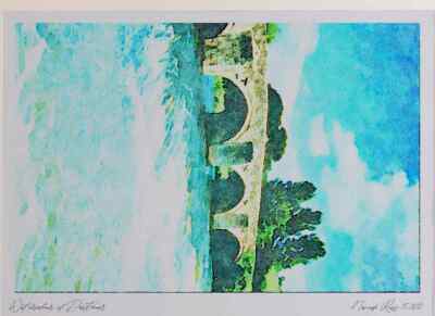792073 Brücke über den Fluss Exe Devon A3 Aquarelldruck