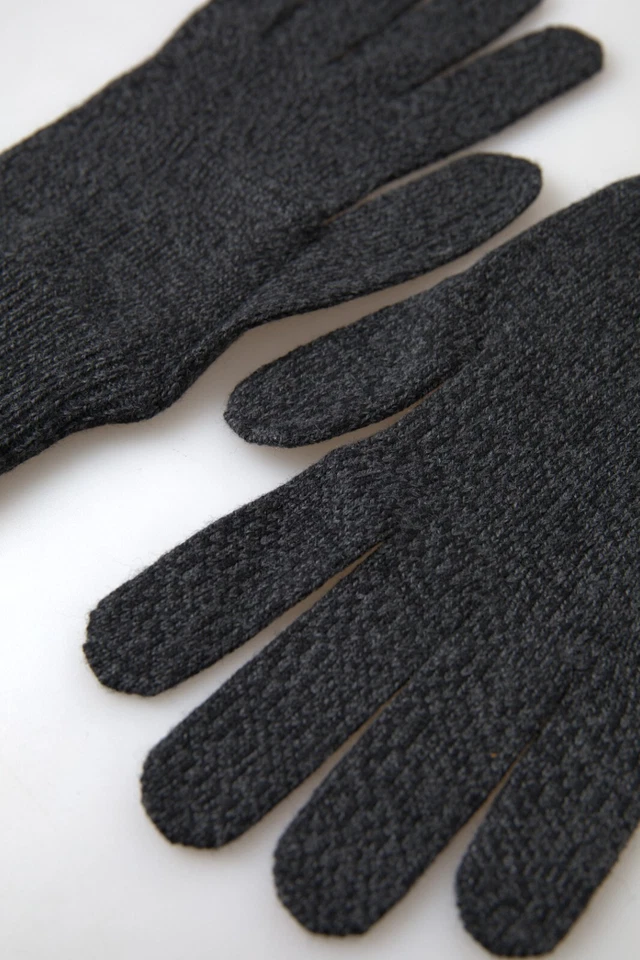 DOLCE & GABBANA Gloves Gray Virgin Wool Knit Hands Mitten Men s. 9 / M 190usd - Image 3 of 4