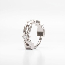 14K White Gold Diamond Chain Nose Ring with Clicker Closure, Cartilage  Tragus