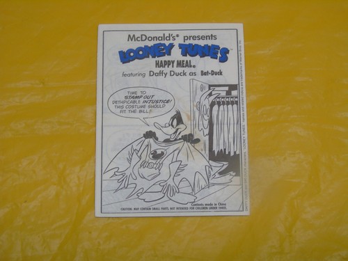Vintage 1991 MacDonald's Happy Meal Daffy Ducky "Bat-Duck" Complete - Picture 2 of 8