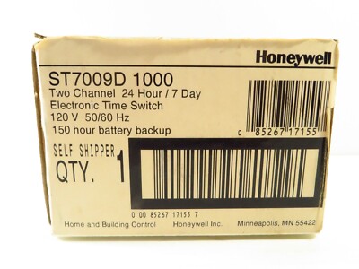 Honeywell ST7009D-1000 Two Channel Time Switch w/ 150 Hour Battery Backup, NEW