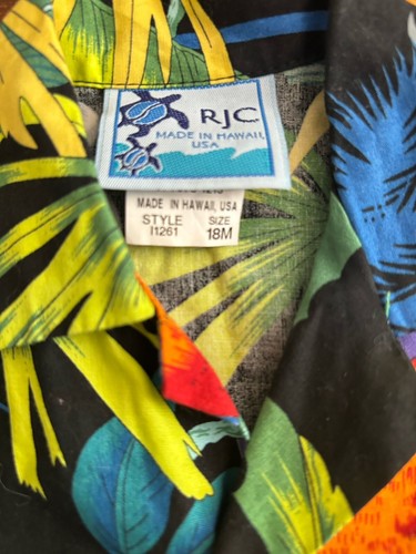 VTG RJC Aloha Hawaiian Shirt Boys 18 M Tropical Floral Parrot - Picture 2 of 6