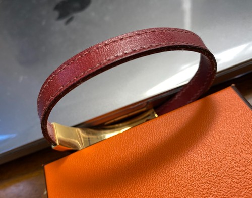 Autentico Bracciale Hermes Bungle Vino Oro Rosso #4051 - Foto 3 di 9