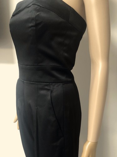FRENCH CONNECTION Schwarz Satin Bandeau Trägerlos Cropped Overall 8 Brandneu mit Etikett UVP £120 - Bild 13 von 19