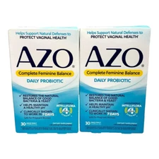 Lot of 2x Azo Complete Feminine Balance Daily Probiotic 30 Caps Exp 07/26+ NEW