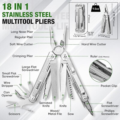 SHALL 18in1 Multitool Pliers,Multi Tool,Stainless Steel Multi-tool