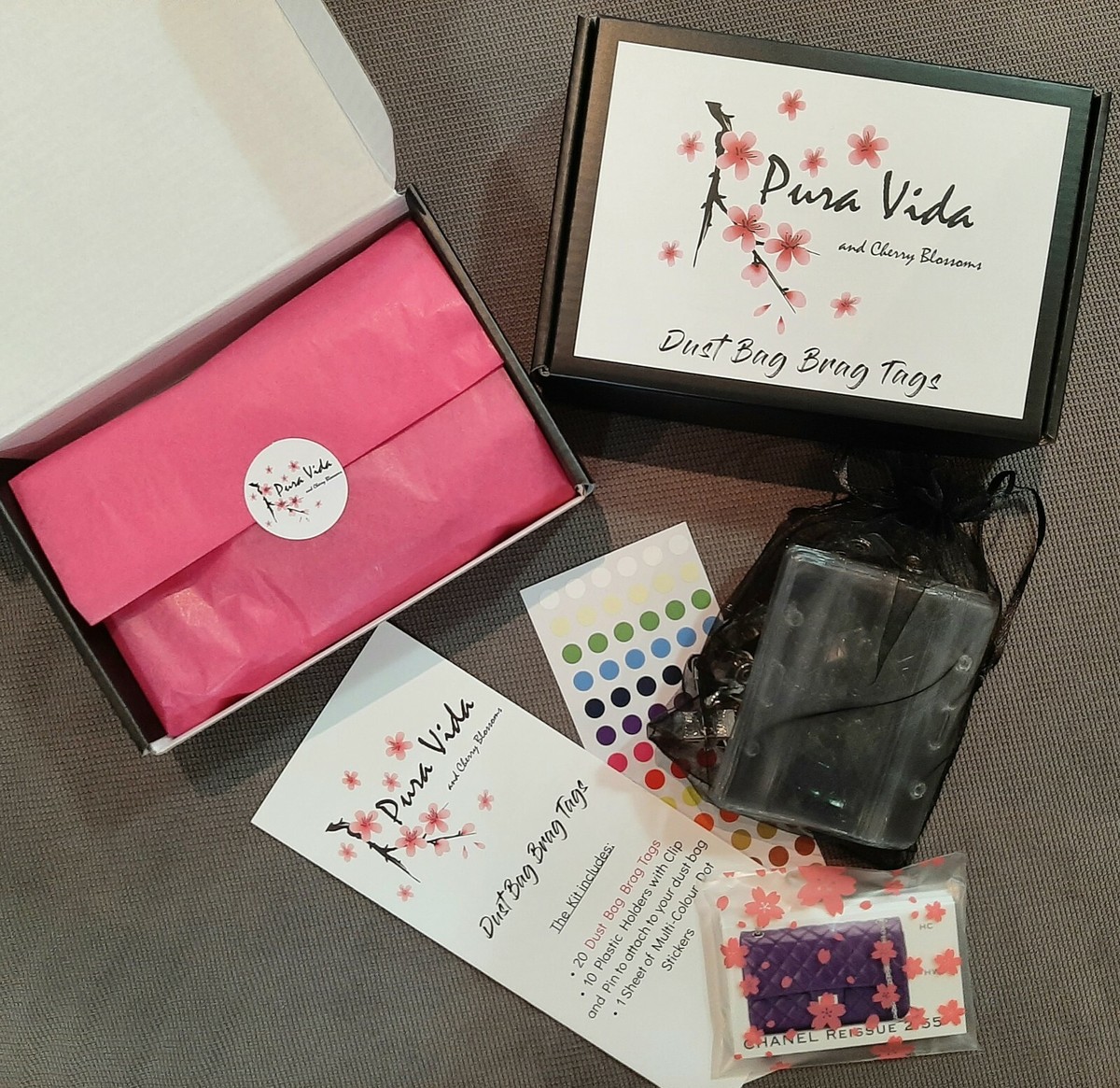 Dust Bag Brag Tags, ID Tags for Handbag Purse Organization 