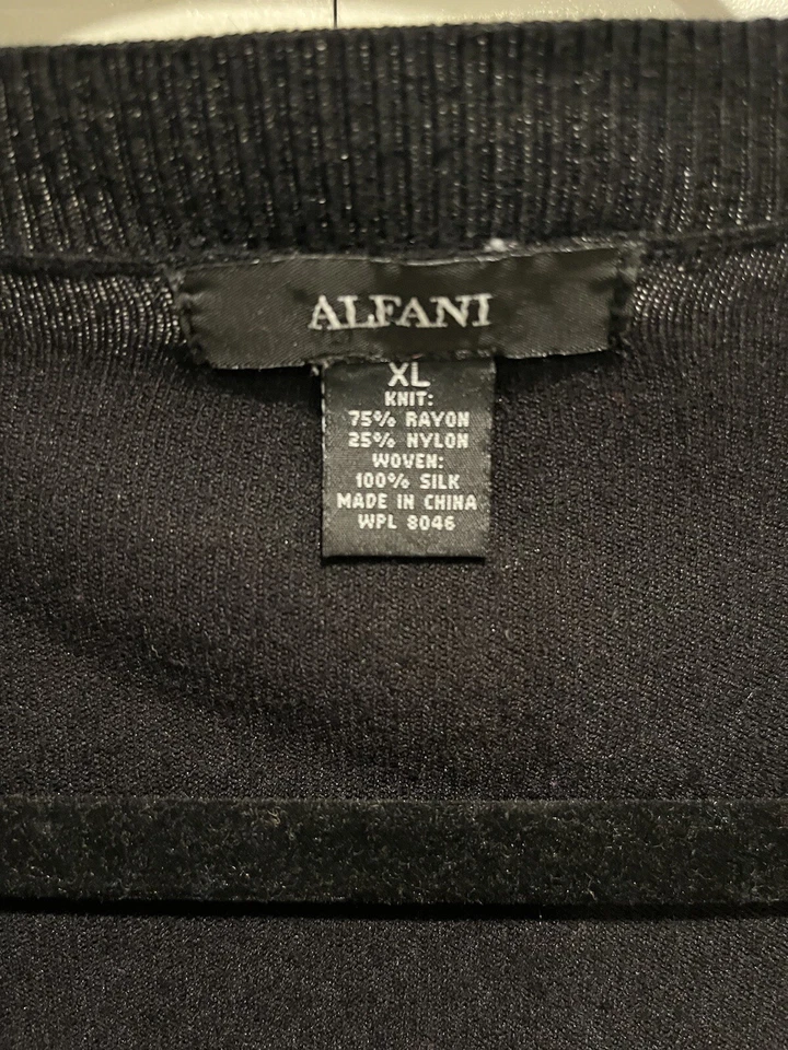 Suéter Cárdigan Alfani Paisley Seda/Rayón Negro/Gris-Talla XL Foto 2 de 4