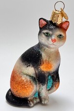 2013 Old World Christmas OWC Glass Ornament Calico Cat 4"