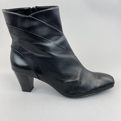 Clarks Damen schwarz Knöchel Reißverschluss Absatz Boho Hippie Booties Stiefel Größe UK8 D