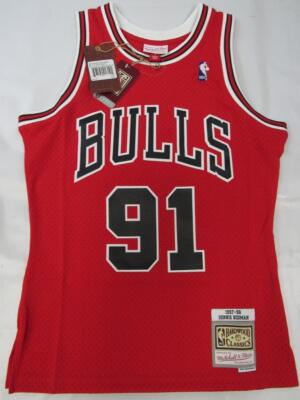 1997-98 Dennis Rodman #91 Bulls Mens Mitchell & Ness Red Swingman