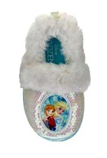 Disney Frozen Kid Anna and Elsa Faux Fur Cushioned Slippers, 7/8 Toddler