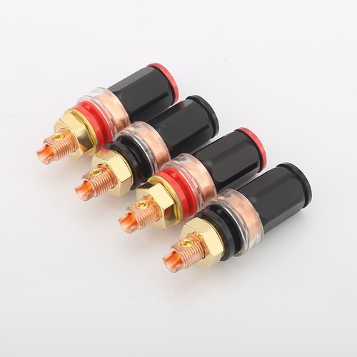 4Pcs Hi-End Red Copper Plated Speaker Amplifier Binding Post Terminal - Picture 2 of 9