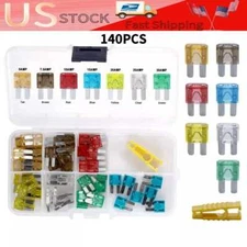 140 Pcs Micro 2 Fuses Blade Fuse Kit Automotive Commercial Assorted With Puller