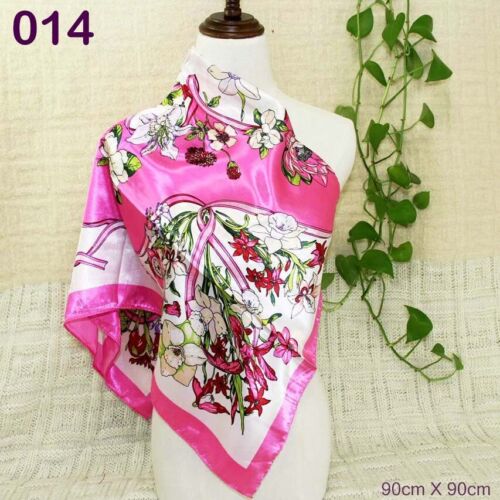 Lady Women Satin Square Silk Like Scarves Soft Head Scarf Hair Sleeping Wrap - Picture 66 of 77