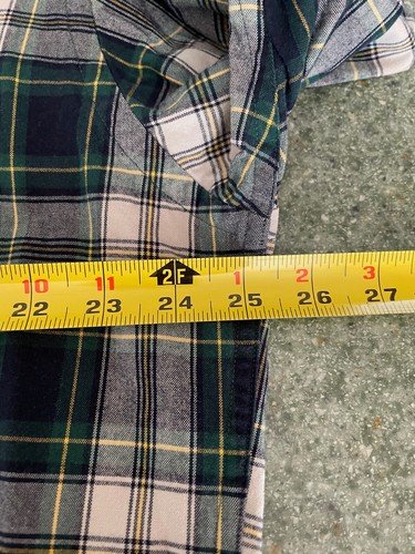 Camicia Lands End uomo taglia L regular fit verde a quadri bottoni davanti flanella cotone - Foto 8 di 9