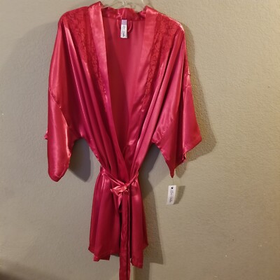 Lilac & London New Womens Red Open Front Robe with Tie Size 2X