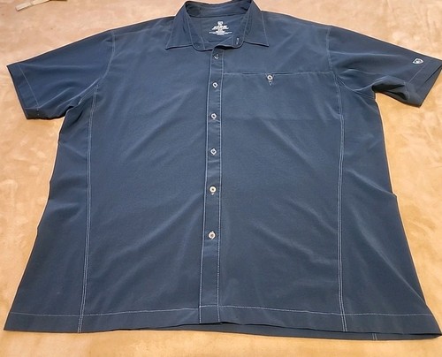 Kuhl Tufflex Shirt Mens XXL Blue Hiking Fishing Stretch Short Sleeve Outdoor 2xl