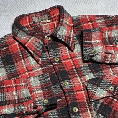 Vintage 30s 40s Von Lengerke & Antoine Plaid Wool Flannel Button Shirt Sz Medium
