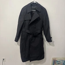 GARRISON COLLECTION DEFENSE LOGISTICS AGENCY Mens BLACK ARMY TRENCH COAT 40R