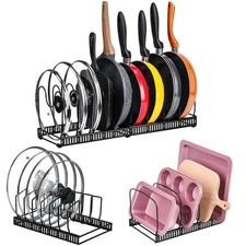 Toplife Adjustable Pans Organizer Rack, Lids Organizer Rack, Bakeware Organiz...