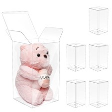 5 PCS Plastic Display Case Box Compatible with Beanie Baby ,Foldable Crystal ...