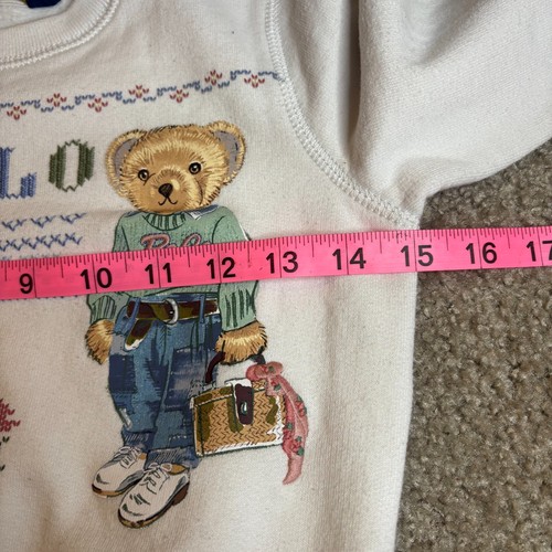 POLO Ralph Lauren Polo Bear Embroidered Fleece Sweatshirt White Kids Size Small - Picture 5 of 6