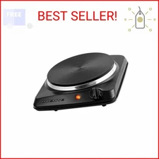 OVENTE Electric Countertop Single Burner, 1000W Cooktop with 7.25 Inch Cast Iron