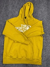 The North Face Half Dome Women's Hoodie Large Yellow Cotton Fleece Pullover