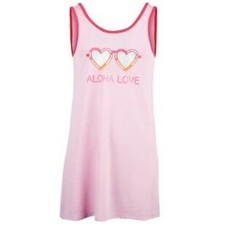 Miken Big Girls Aloha Love Print Pink Cover-up Tank Dress, Size S - MSRP 32