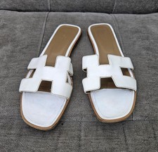 Hermes Oran Sandals, White, Size 42
