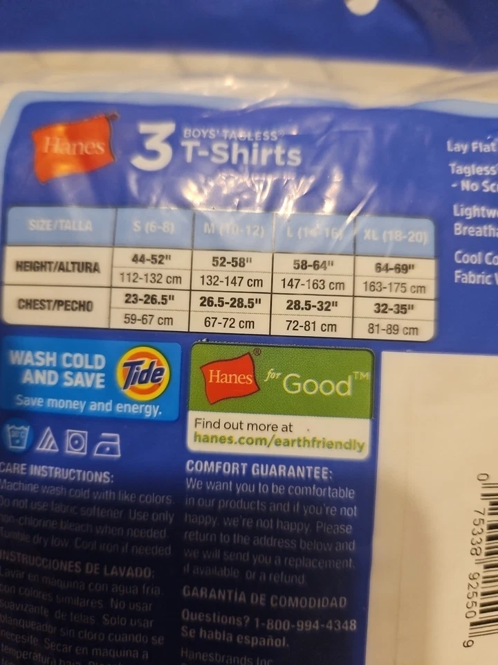 Pack de 2 camisetas interiores Hanes B2138 sin etiquetas para niños (6) XL blancas Foto 2 de 4