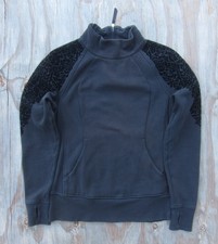 Lululemon Sweatshirt Womens 8 Black Floral Velvet 1/2 Zip Whimsigoth Athleisure