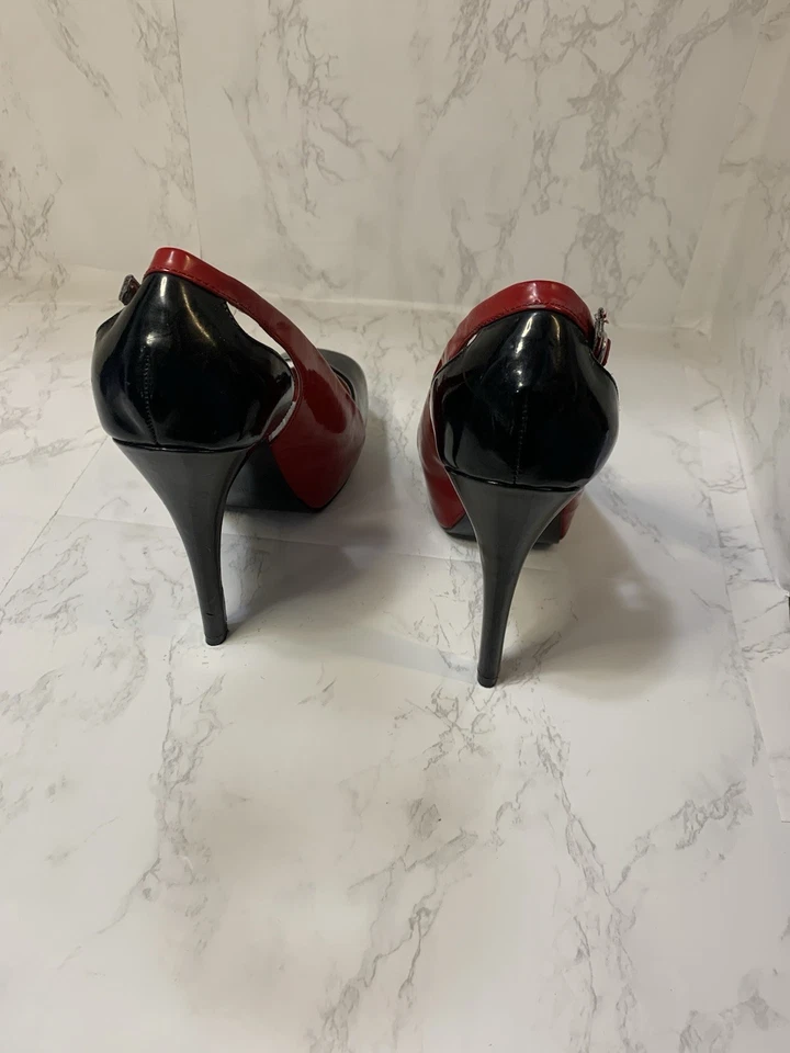 Zapatos de tacón alto para mujer Guess Brand vintage años 90’s, talla 8 1/2 m, color rojo/negro Foto 4 de 4