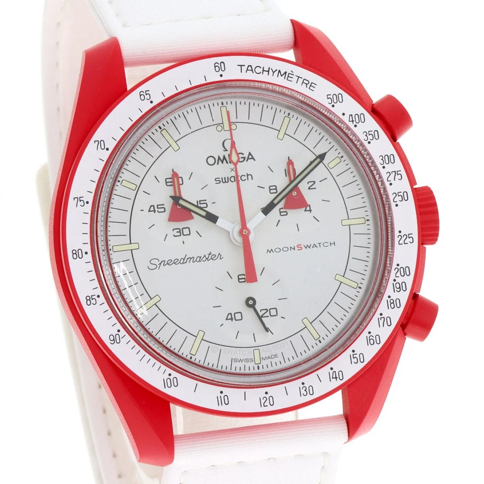 Swatch MISSION TO MARS Speedmaster Omega Collaboration Watches S033R100 Cera... - Image 4 of 4