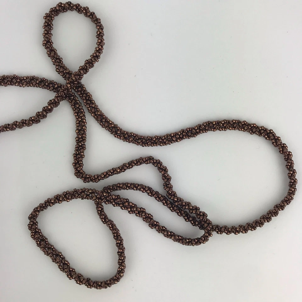 Franchi Beaded Crossbody Brown Satin Beaded Strap Inner Pocket Lined Small - Image 4 of 4