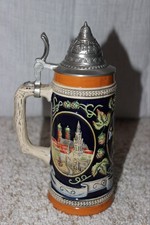 Bierkrug mit Zinndeckel M&uuml;nchen 0,5l