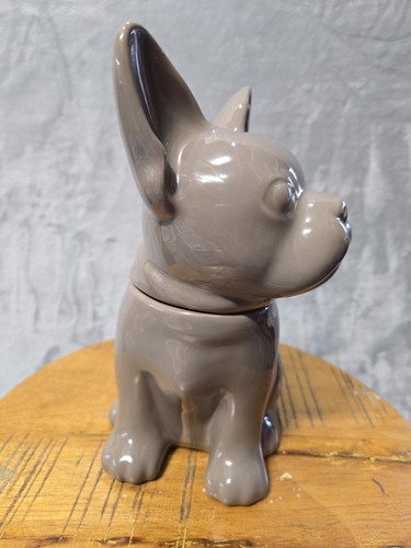 Threshold French Bulldog Gray Stoneware Treat Cookie Jar Container Frenchie - Picture 4 of 9