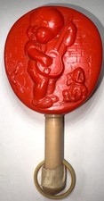 Vintage 1950s Mid Century Molded Plastic Nursery Rattle Paddle Toy