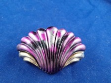 Vtg 1980's Purple Feather Pattern Flower Pattern Barrette Gorgeous Retro 5-B