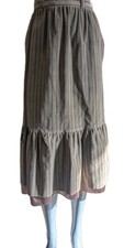 Vintage 1970s The Strawberry Plant Striped Velvet Midi Skirt w/Ruffled Hem XS
