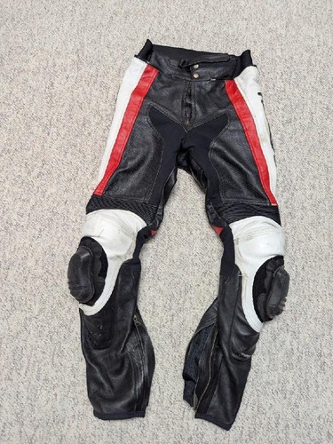 vintage MOTORCYCLE leather pants 32x30 racing PADDED mesh lined SPARTAN