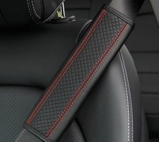 Set auto in pelle PU rossa 3 pezzi - 2 cuscinetti cintura di sicurezza + copri freno a mano | universale