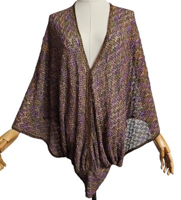 MISSONI MARE Beach Caftan-Dress-Tunic-Top Lagenlook, Open Crochet Multicolor ,46