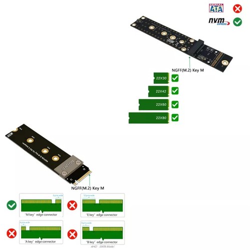 M.2 Key M slot on mainboard for SATA bus SSD 2242/2260 Extension Cable Extender - Zdjęcie 4 z 7