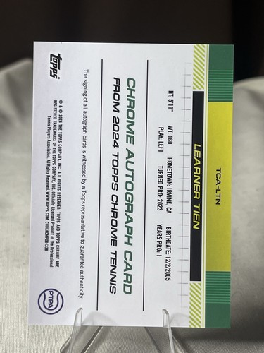 2024 Topps Chrome Tennis Learner Tien Base Rookie RC Auto - 第 2/2 張圖片
