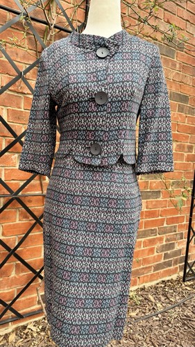 Cute Vintage 1960s 2 Piece Knit Top And Skirt Set Size Small - Picture 3 of 4