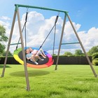 Hapfan 6.5ft Big Heavy Duty Swing Set for Kids Adult Backyard w/50" Saucer Swing